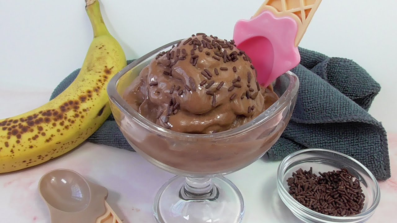 helado de platano y chocolate casero