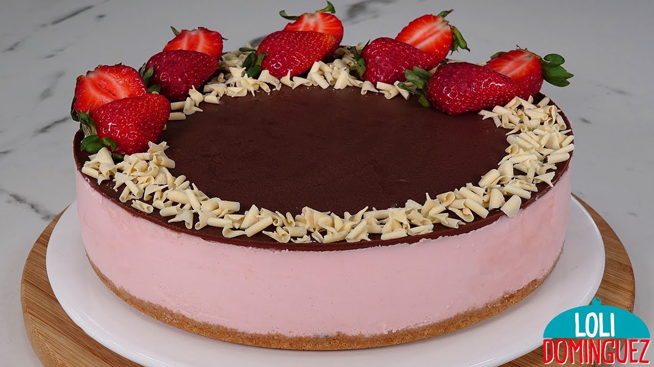 tarta de chocolate y fresas sin horno