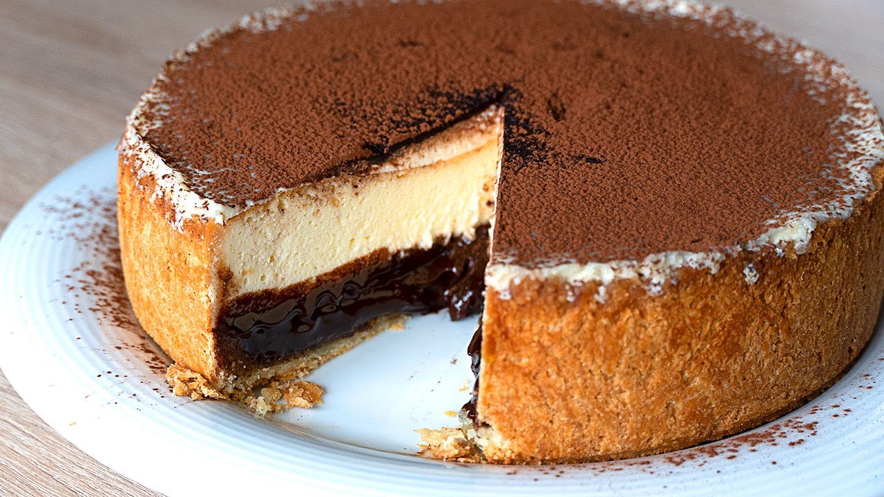tarta de queso con chocolate por encima