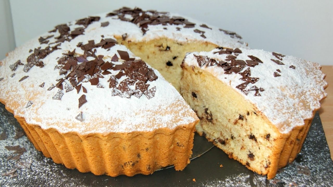 bizcocho con pepitas de chocolate esponjoso