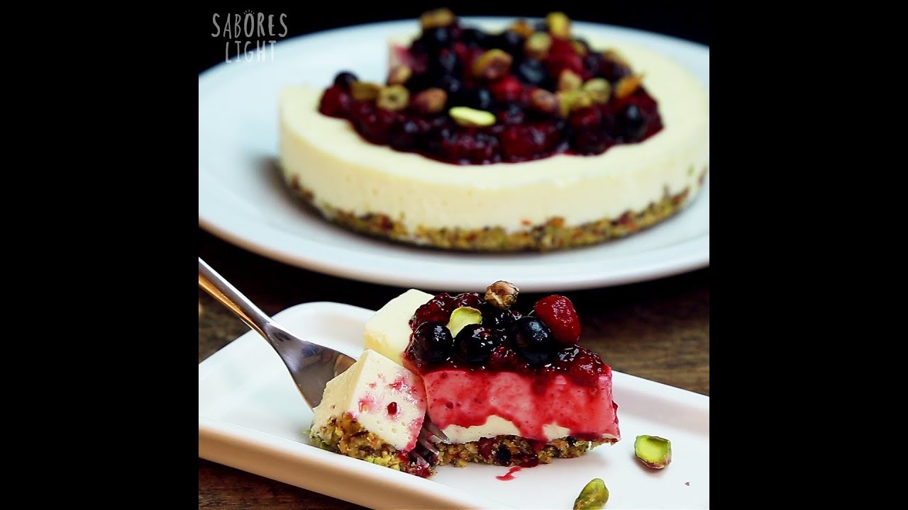 cheesecake de chocolate blanco y pistachos