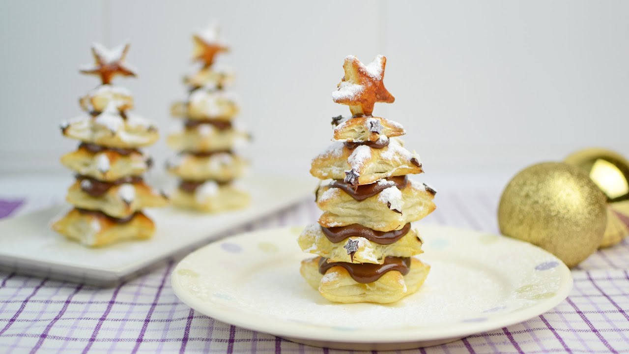 receta arbol de navidad de hojaldre y nutella