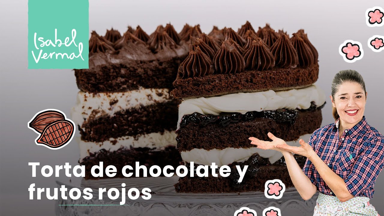 tarta de chocolate y frutos rojos