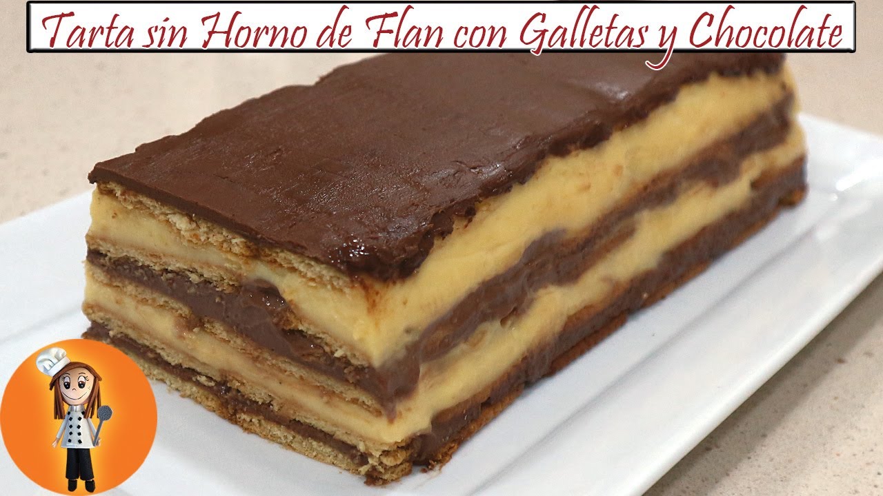 tarta de galletas chocolate y flan royal