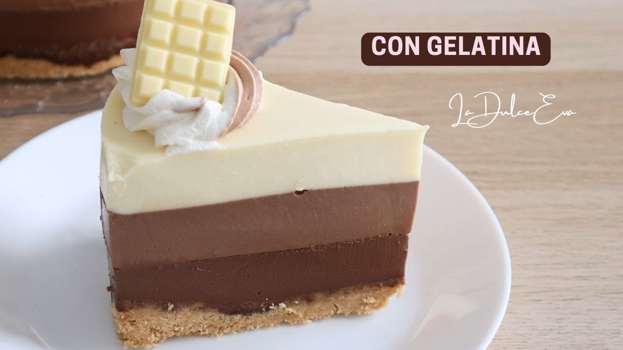 tarta tres chocolates con gelatina sin nata