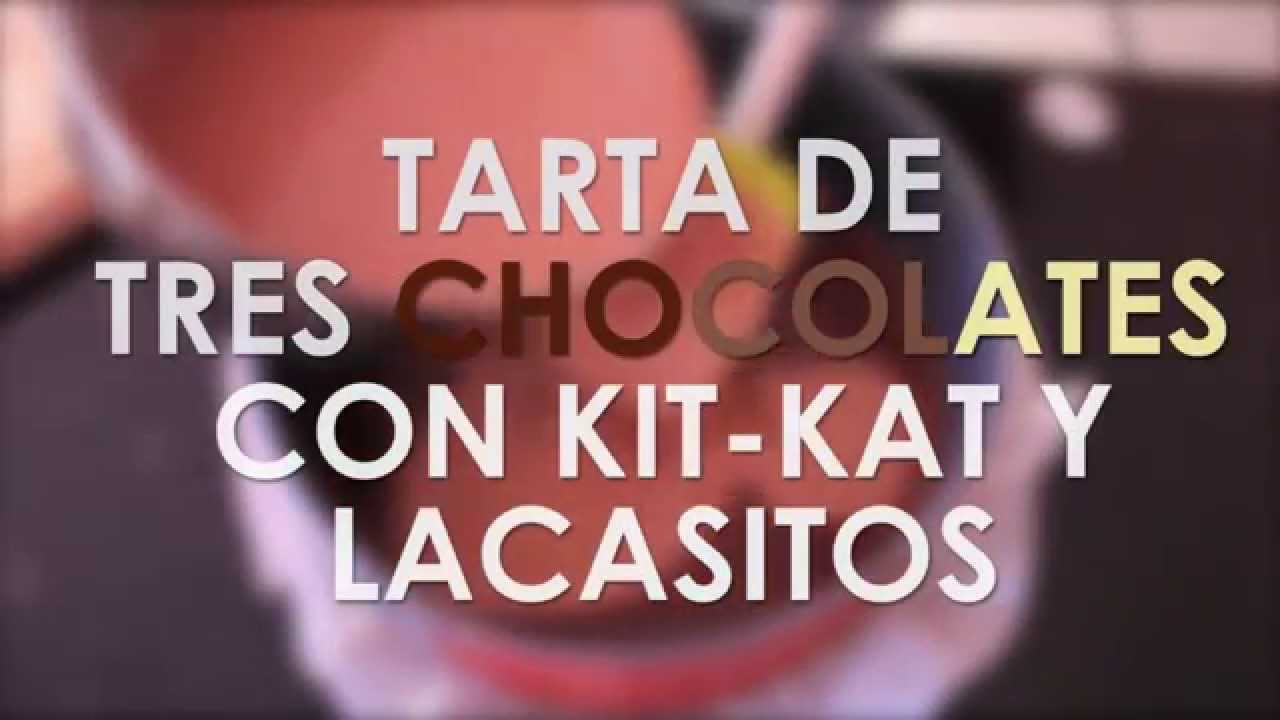 tarta tres chocolates decorada con kitkat