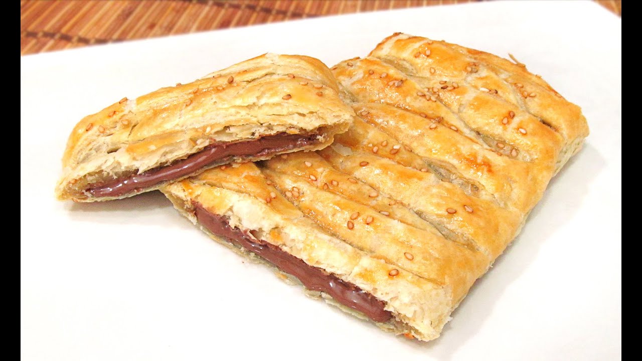 trenza de chocolate con hojaldre redondo