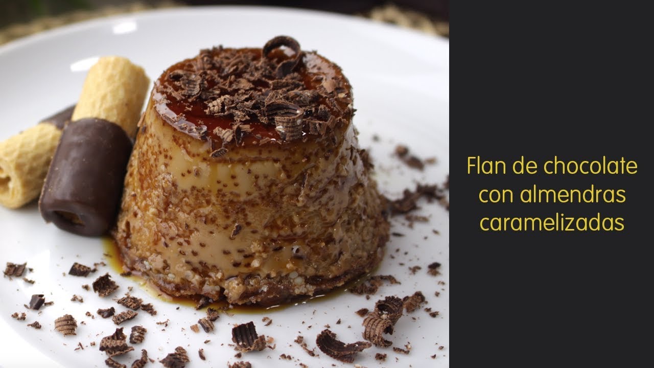 flan de chocolate con almendras
