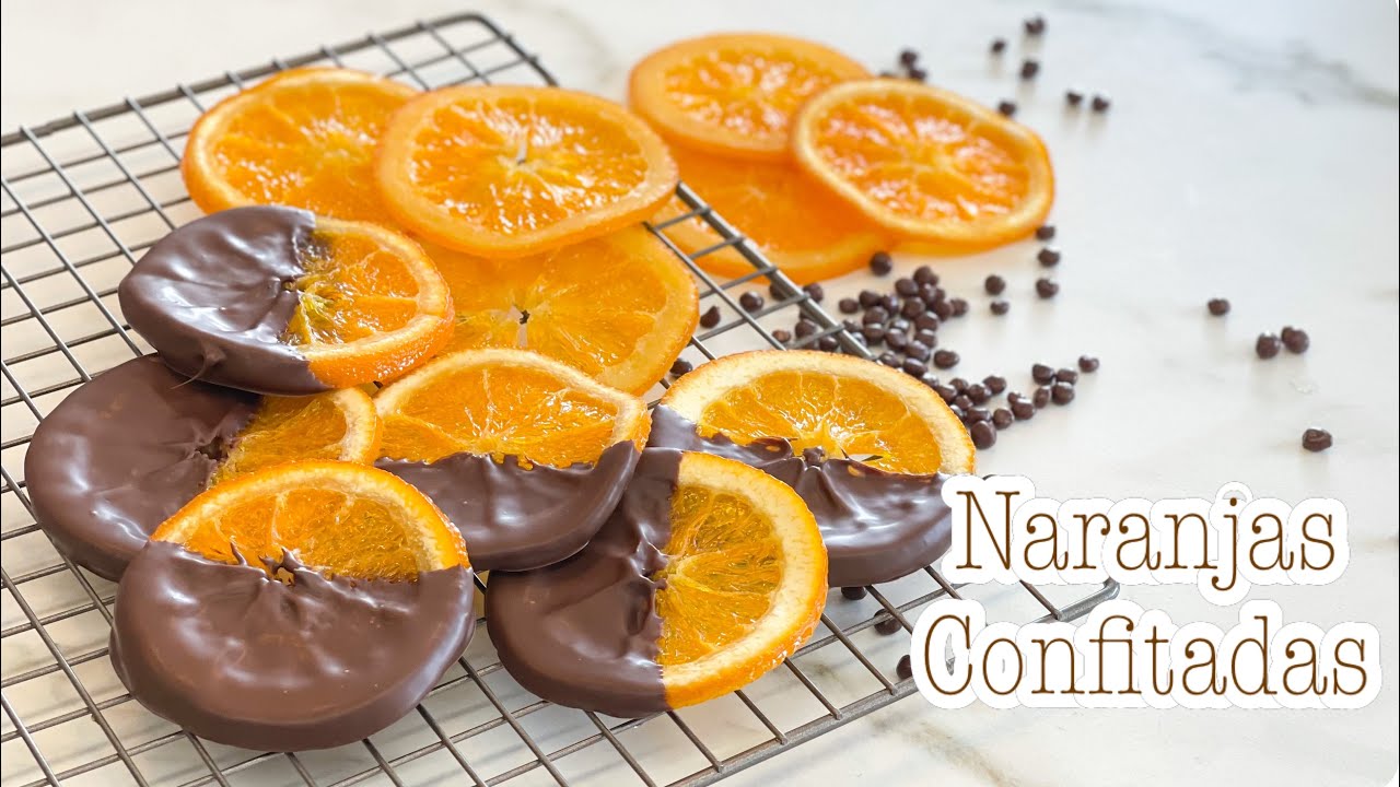 fruta escarchada con chocolate