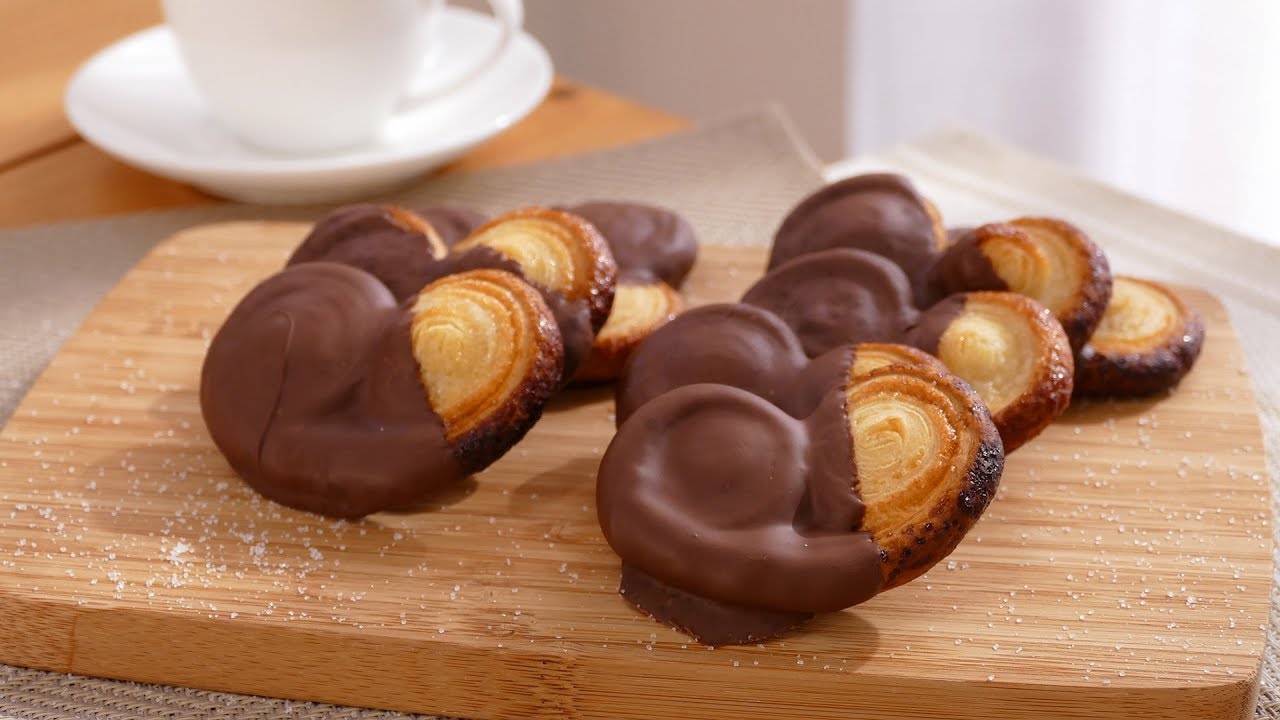 palmeras de hojaldre y chocolate
